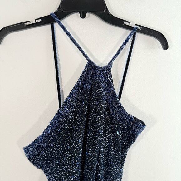 Vintage Scala Y2K Blue Beaded One Shoulder Asymmetrical Fairycore Dress Medium - Picture 4 of 14